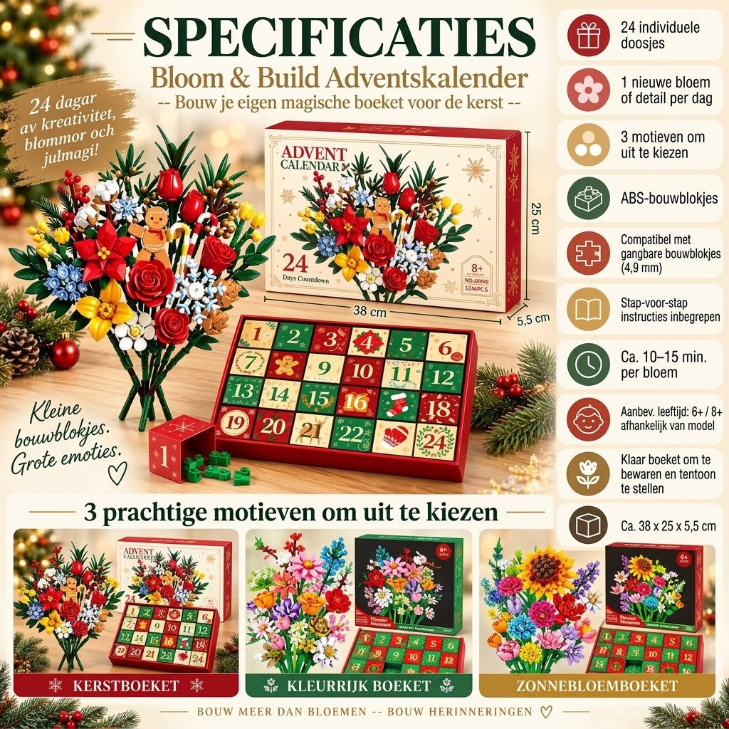 Bloemenboeket bouwset adventskalender voor kerst