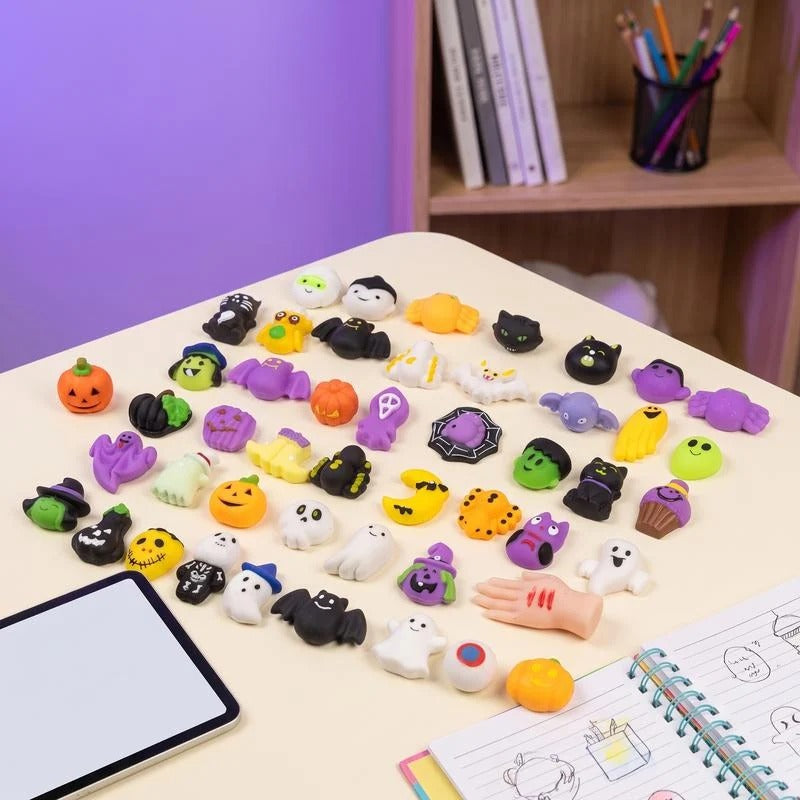 Halloween antistress squishies met pompoenemmer set van 30