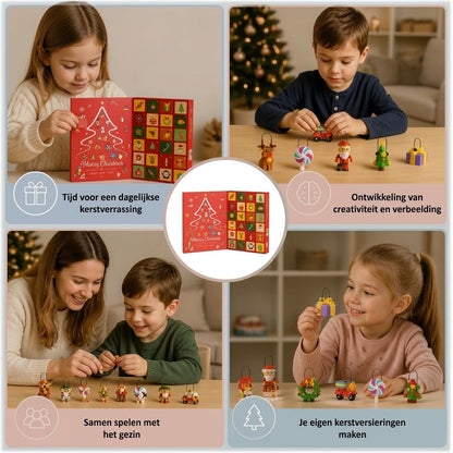 Adventskalender met bouwblokken voor kerstdecoraties