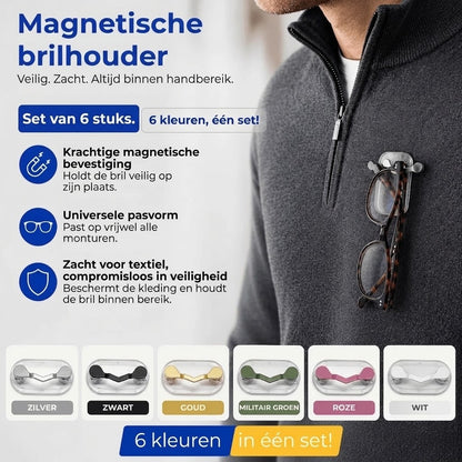 Magnetische brilhouder voor kleding