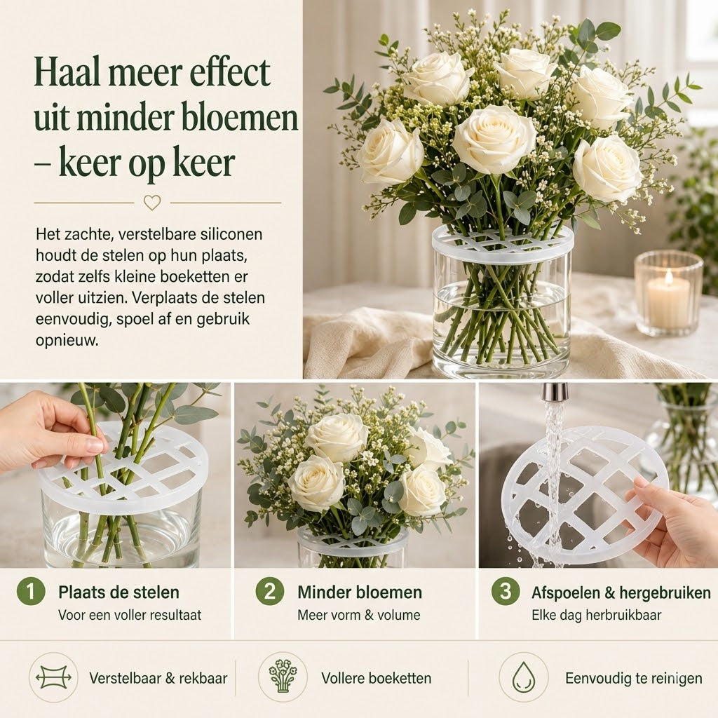 BlomFix rekbare siliconen bloemenhouders set van 4