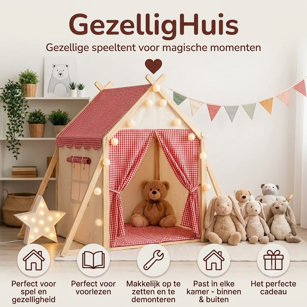 CozyHouse speeltent voor kinderen in huisvorm
