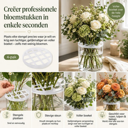 BlomFix rekbare siliconen bloemenhouders set van 4