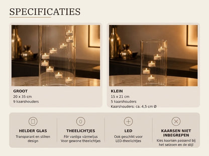 Aura Glass glazen waxinelichthouder met zwevend lichteffect