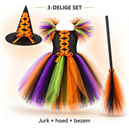 Driedelig heksenkostuum voor kinderen