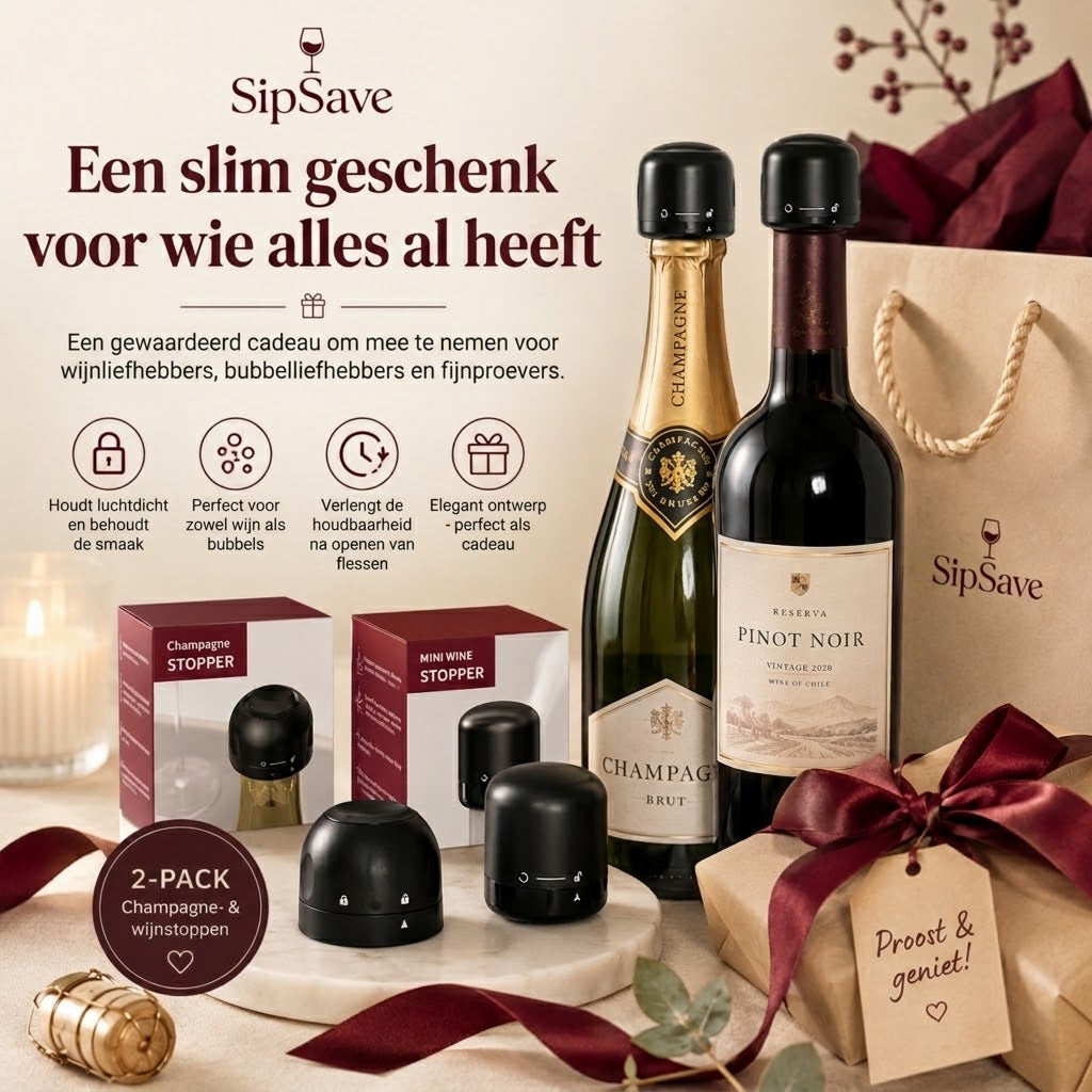 Flessenstop voor wijn en champagne set van 4