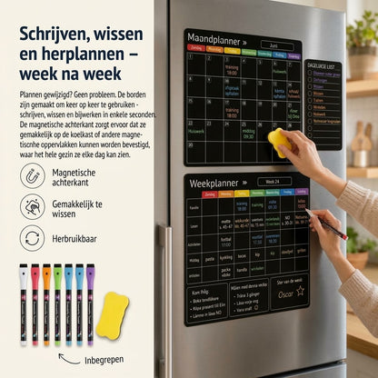 Magnetische gezinsplanner voor maand week en dag
