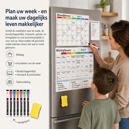 Magnetische gezinsplanner voor maand week en dag