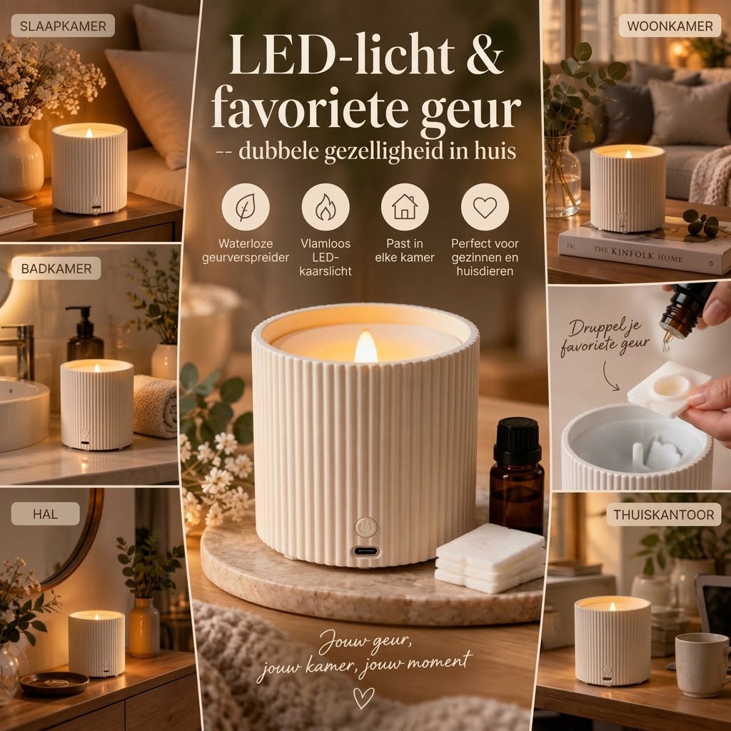 Oplaadbare geurverspreider met LED verlichting