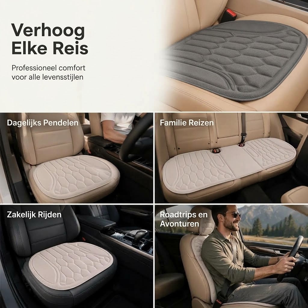 Ademend autostoelkussen met antislip en demping
