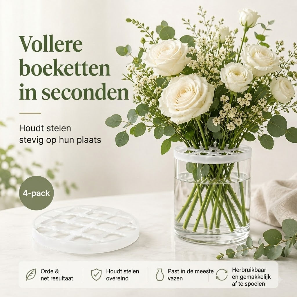 BlomFix rekbare siliconen bloemenhouders set van 4