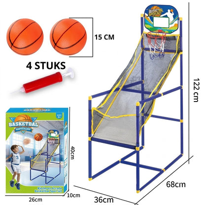Indoor Basketbalset met Vier Ballen en Automatische Balterugvoer