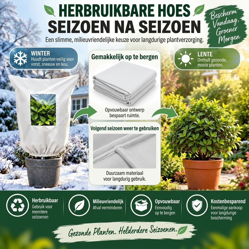 Ademende herbruikbare vorstbeschermhoes voor planten