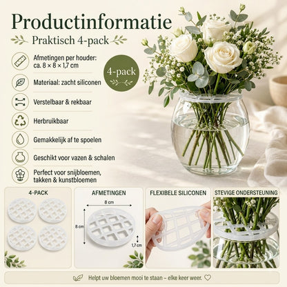 BlomFix rekbare siliconen bloemenhouders set van 4
