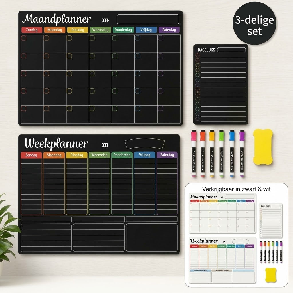 Magnetische gezinsplanner voor maand week en dag