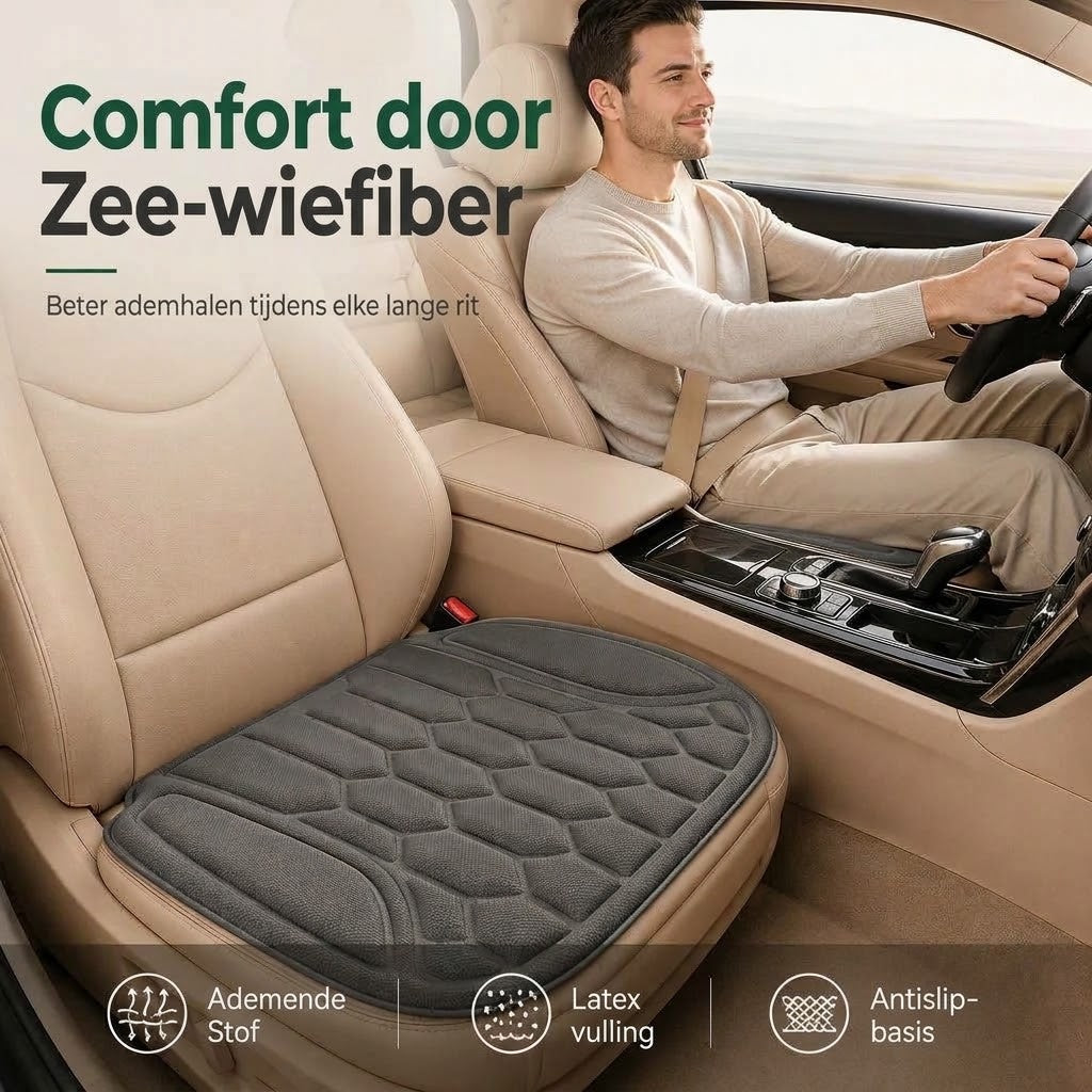 Ademend autostoelkussen met antislip en demping