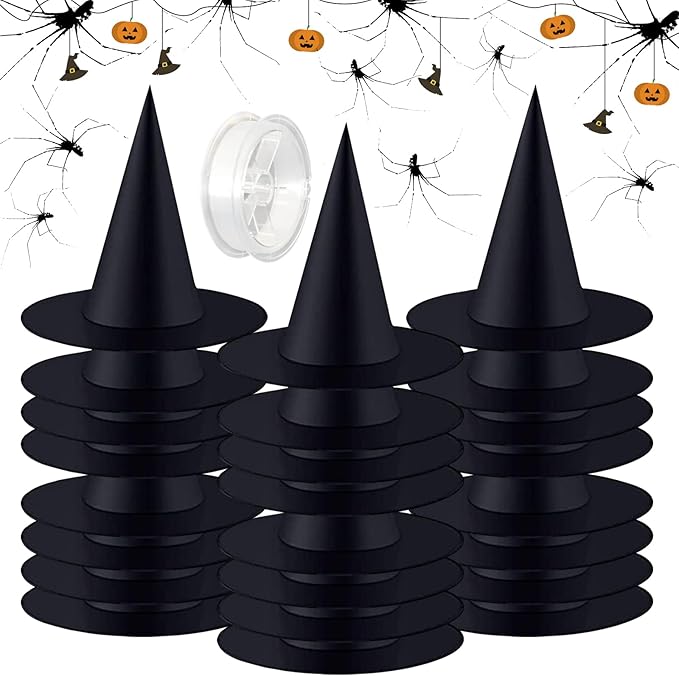 Zwevende heksenhoeden voor Halloween decoratie
