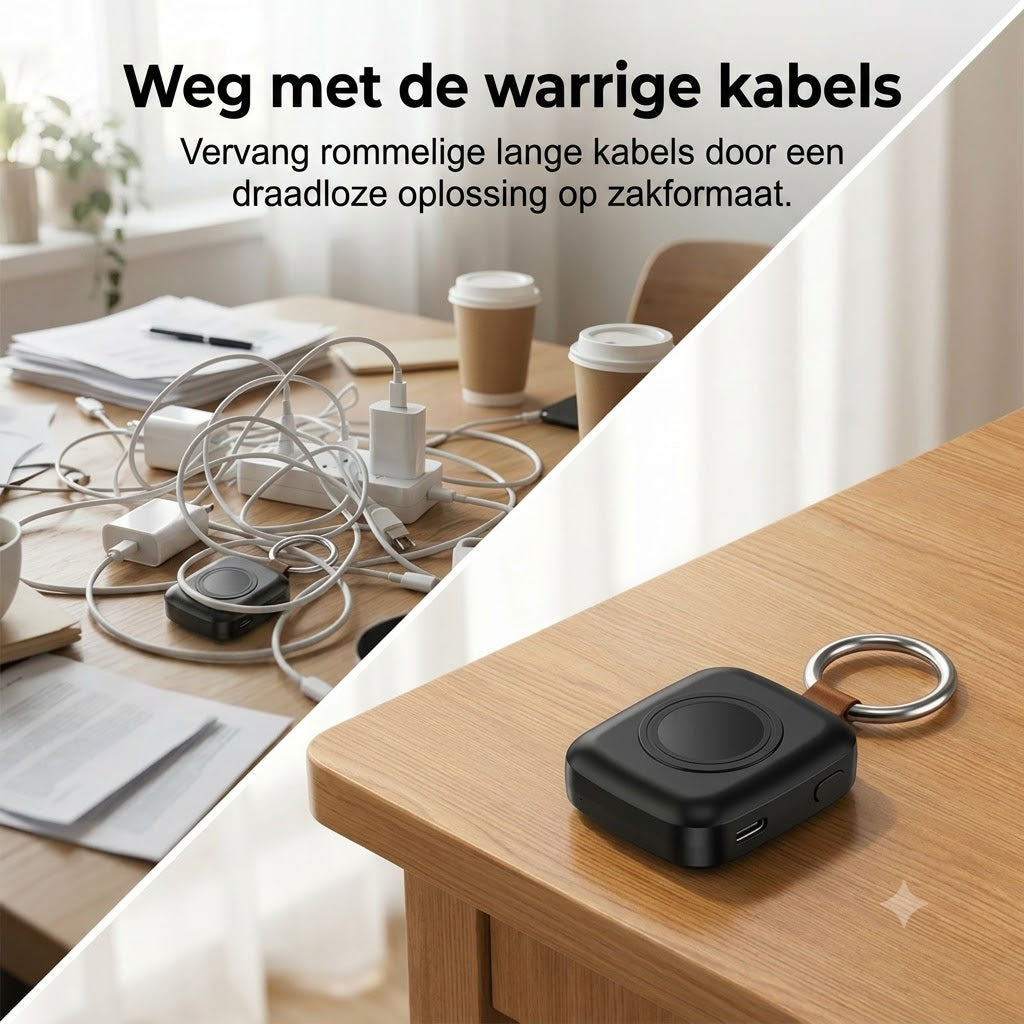 Compacte Magnetische Smartwatch Powerbank van 1200mAh met Sleutelhanger
