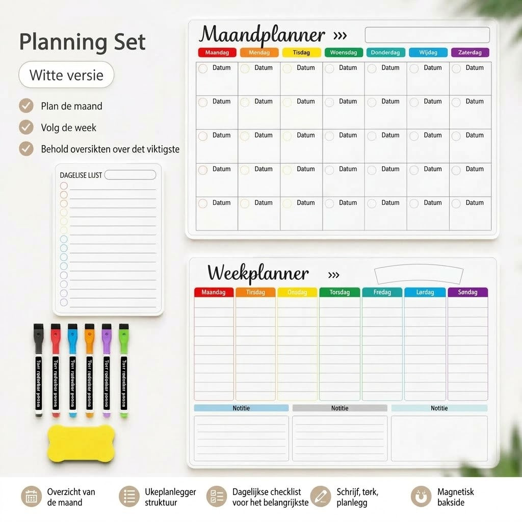 Magnetische gezinsplanner voor maand week en dag