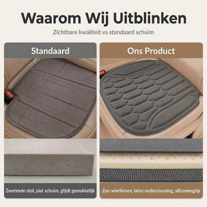 Ademend autostoelkussen met antislip en demping