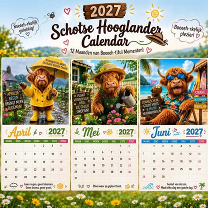 Grappige Schotse hooglander wandkalender 2027 A4