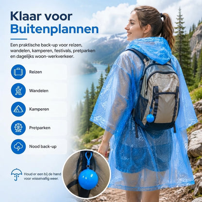 Compacte waterbestendige regenponcho set van 5