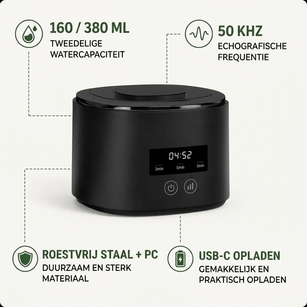 Oplaadbare ultrasoon reiniger voor bitjes en retainers