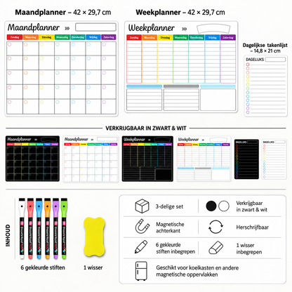 Magnetische gezinsplanner voor maand week en dag