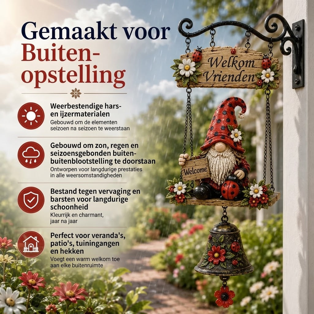 Weerbestendig tuinornament met belletjes van zinklegering