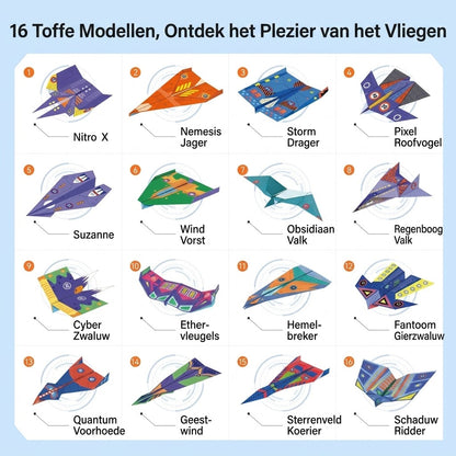 Papieren vliegtuigjes bouwset met 10 modellen