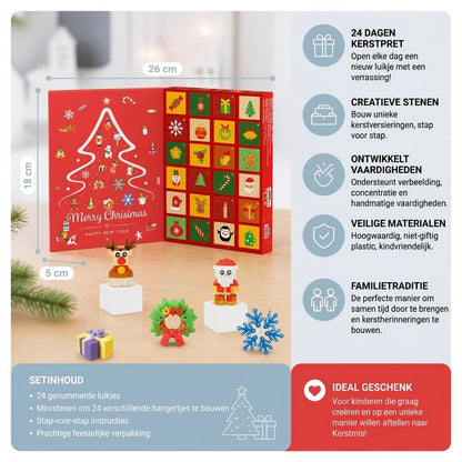 Adventskalender met bouwblokken voor kerstdecoraties