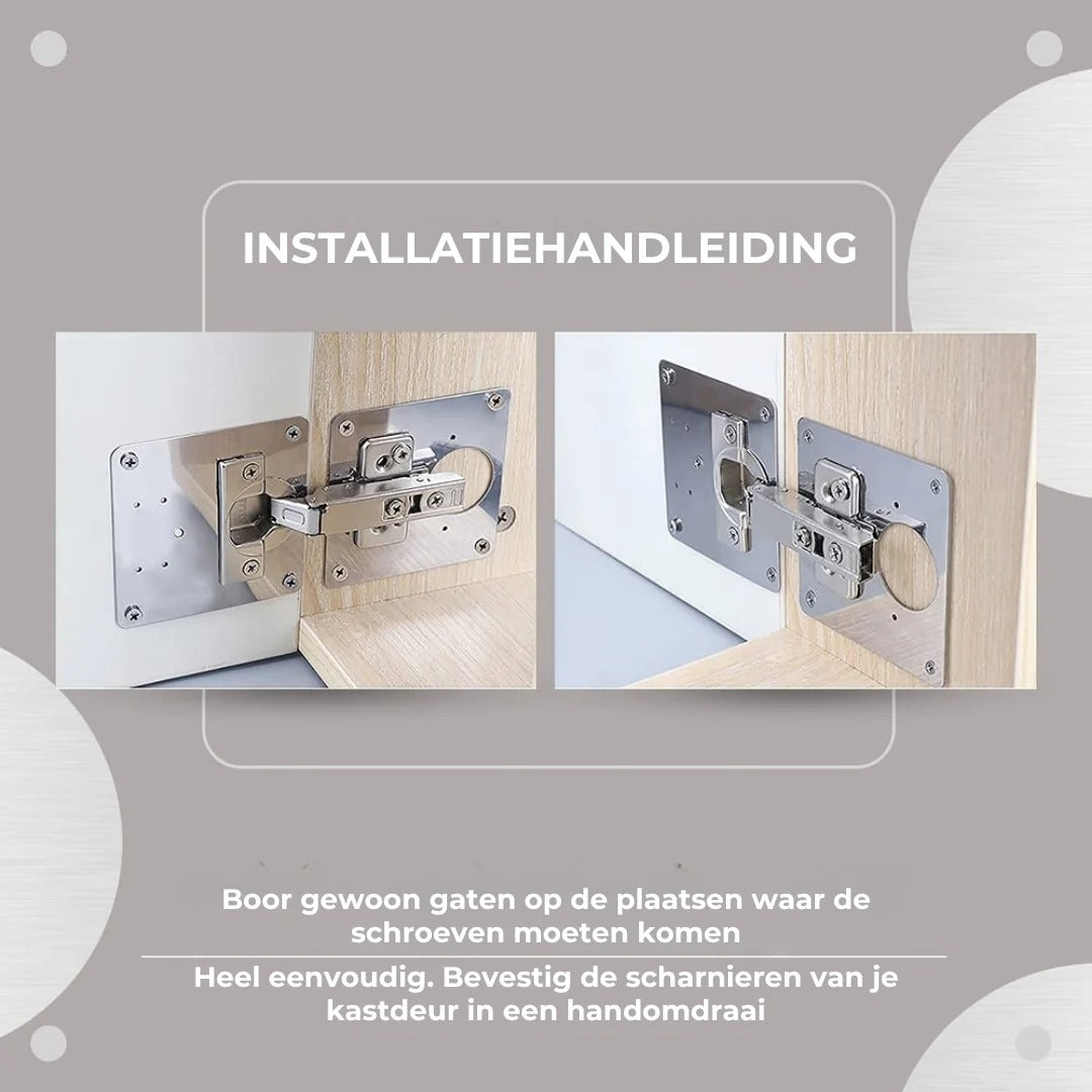 RVS kastscharnier reparatieset met 4 platen en 24 schroeven