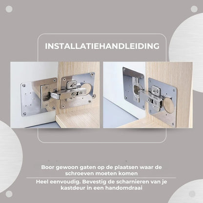 RVS kastscharnier reparatieset met 4 platen en 24 schroeven
