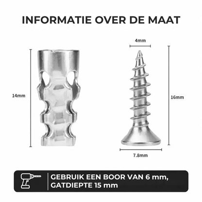 Uitzetbare schroefankers voor deurscharnieren set van 60