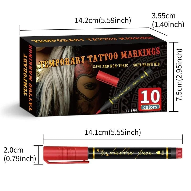 Tijdelijke tattoo pennenset met sjablonen
