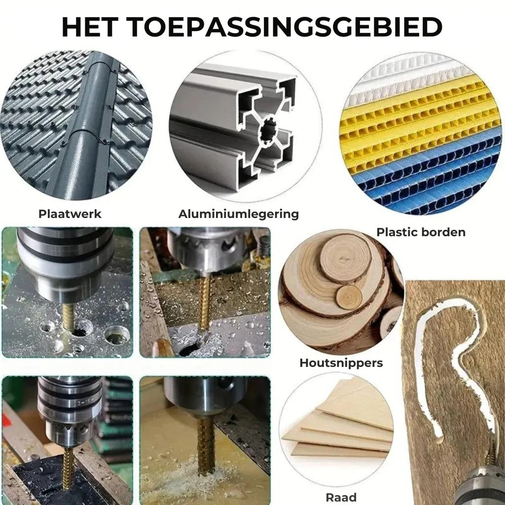Titanium gecoate HSS boorset 6 stuks