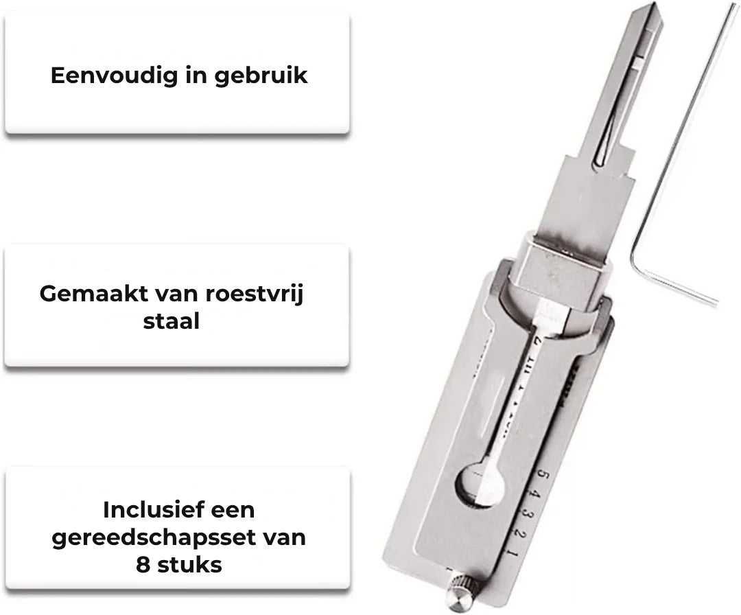 Roestvrijstalen lockpick en sleuteldecoder
