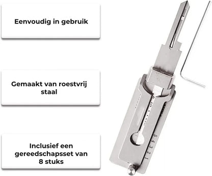 Roestvrijstalen lockpick en sleuteldecoder