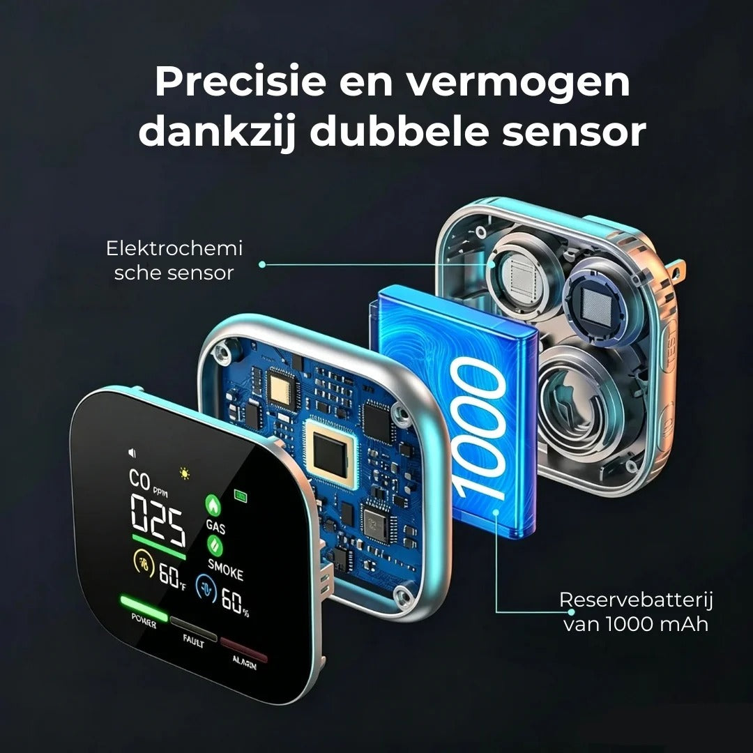 6 in 1 slimme veiligheidsdetector voor CO gas en rook