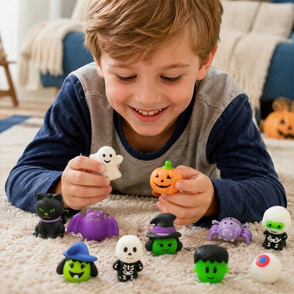Halloween antistress squishies met pompoenemmer set van 30
