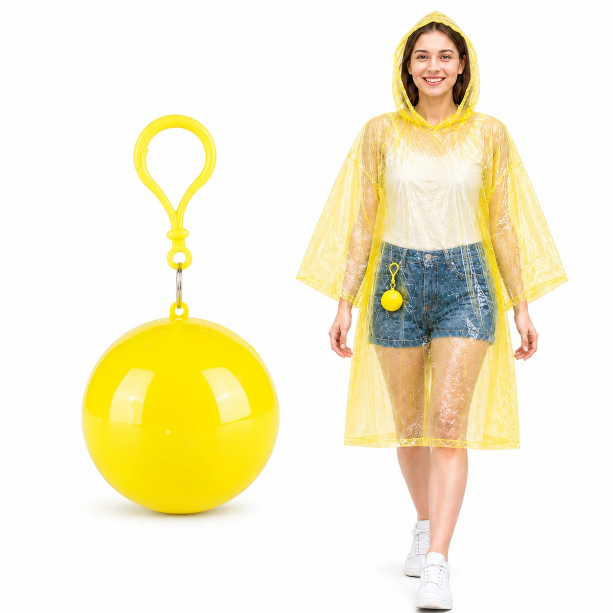 Compacte waterbestendige regenponcho set van 5