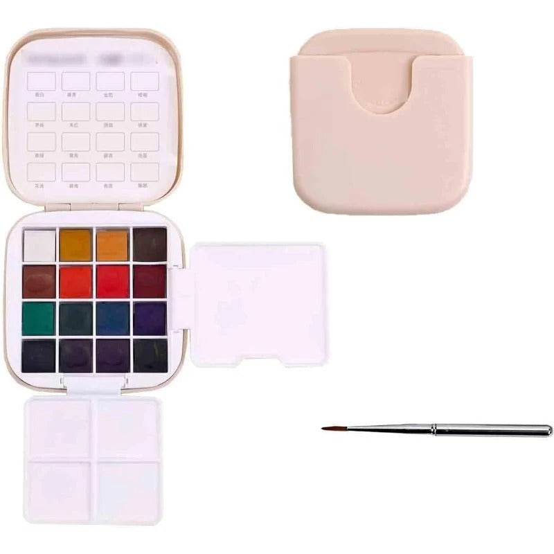 Ultracompacte aquarelset 16 kleuren