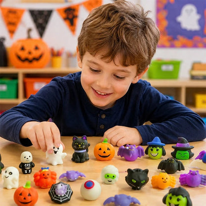 Halloween antistress squishies met pompoenemmer set van 30