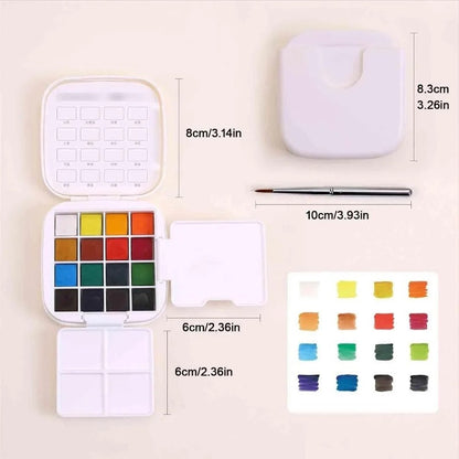 Ultracompacte aquarelset 16 kleuren