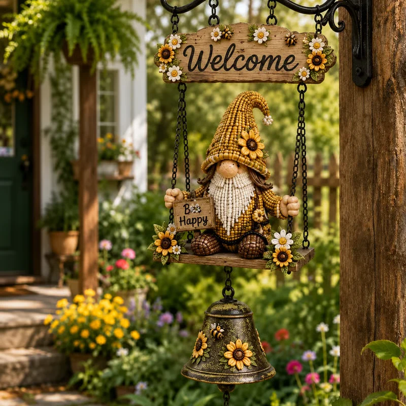 Weerbestendig tuinornament met belletjes van zinklegering