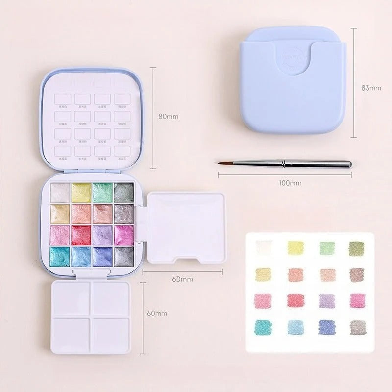 Ultracompacte aquarelset 16 kleuren