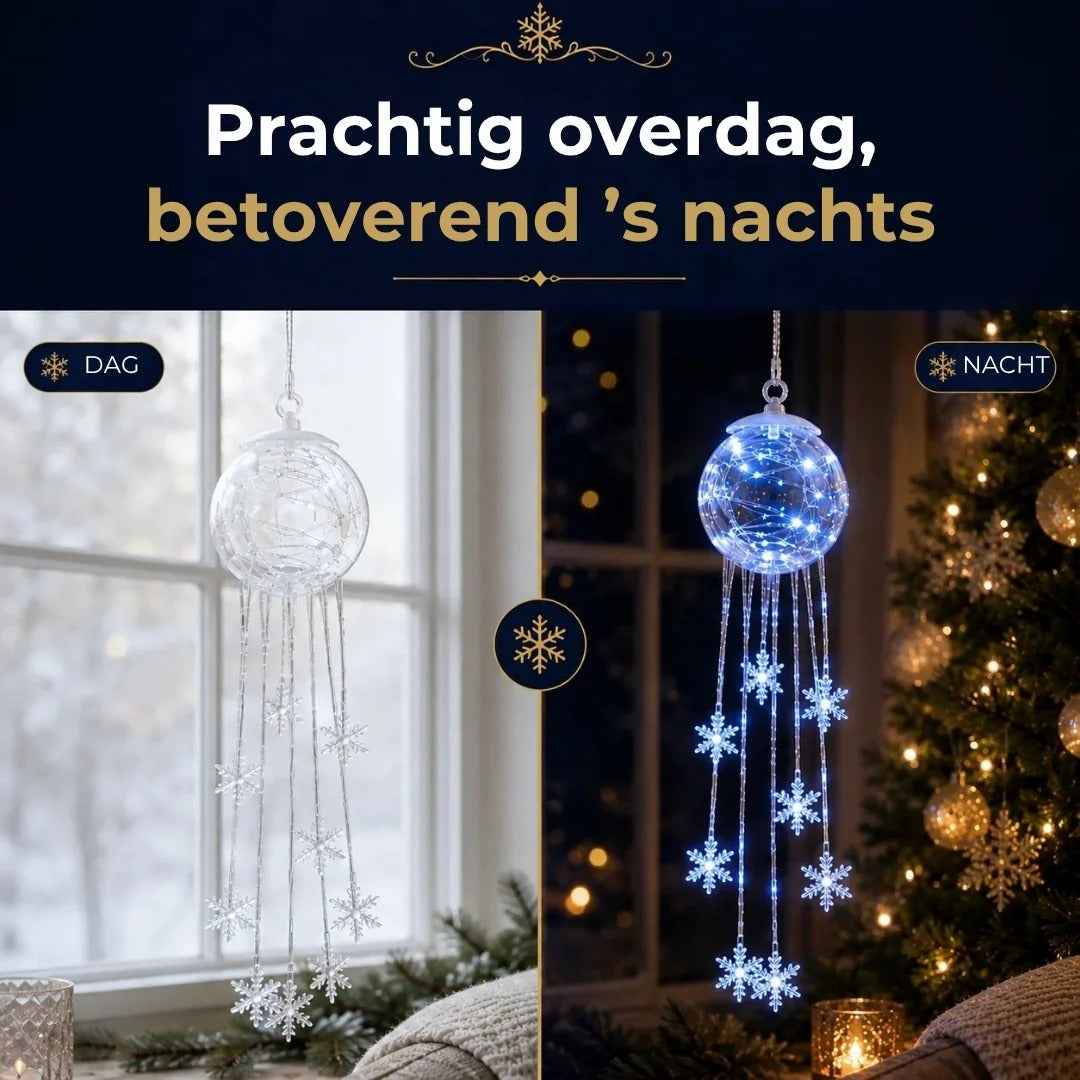 LED kerstbal met hangende sneeuwvlokken