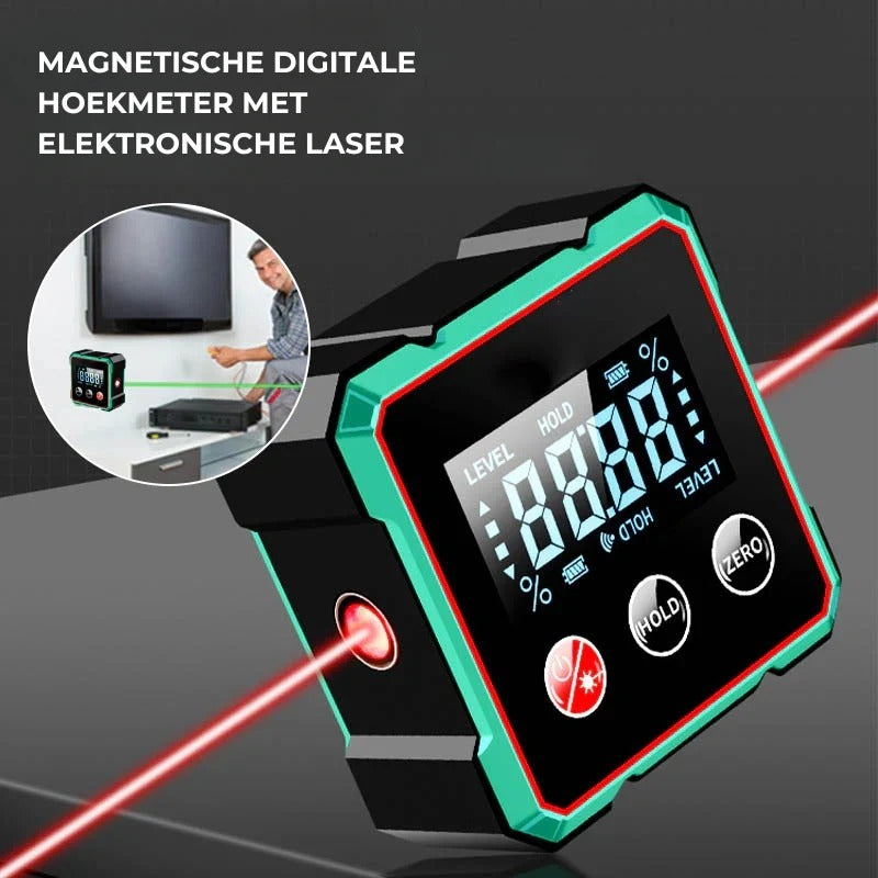 Vierzijdige magnetische digitale hoekmeter met laser
