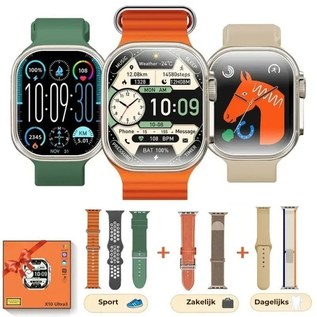 Smartwatch met HD AMOLED scherm en 7 bandjes