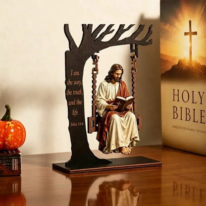 Christelijk Jezus schommelornament van hout